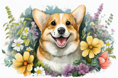 Spring Watercolor Dog Pet