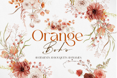 Orange Boho Floral