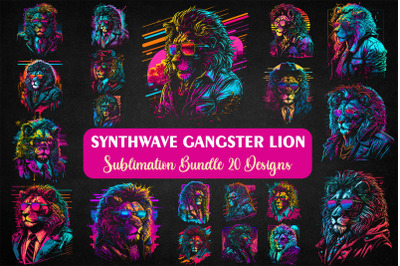 Synthwave Retro Gangster Lion Bundle