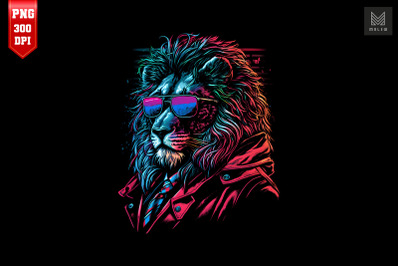 Synthwave Retro Gangster Lion 6