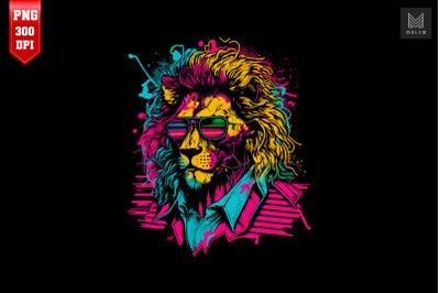 Synthwave Retro Gangster Lion 8