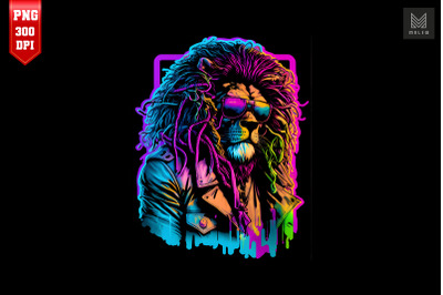 Synthwave Retro Gangster Lion 11