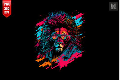 Synthwave Retro Gangster Lion 12