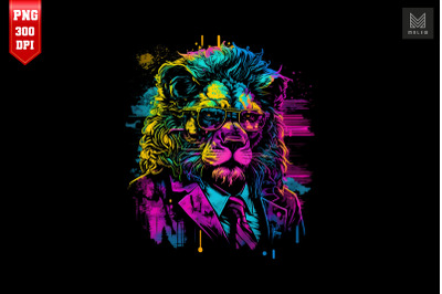 Synthwave Retro Gangster Lion 15