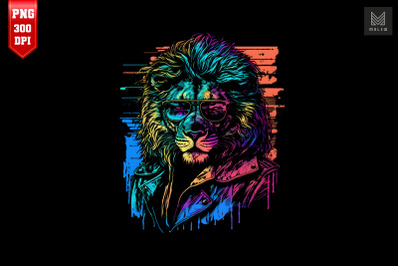 Synthwave Retro Gangster Lion 20