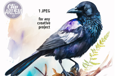 Raven Sitting on the Branch JPEG Painting Image Wall Art Digital Print