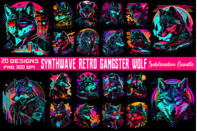 Synthwave Retro Gangster Wolf Bundle