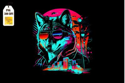 Retro Synthwave Gangster Wolf