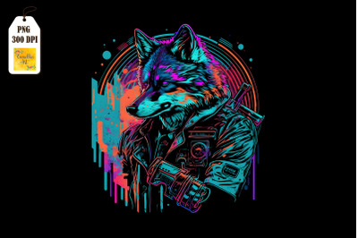 Retro Synthwave Gangster Wolf 4