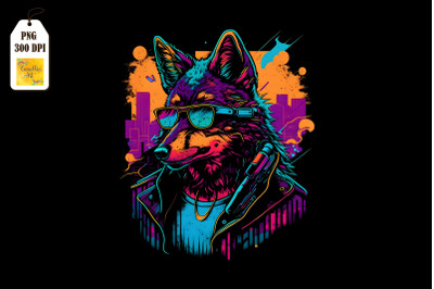 Retro Synthwave Gangster Wolf 6