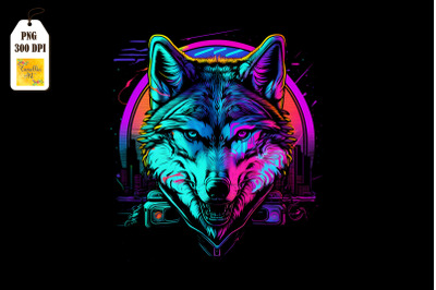 Retro Synthwave Gangster Wolf 9