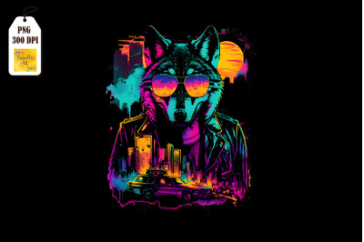 Retro Synthwave Gangster Wolf 11