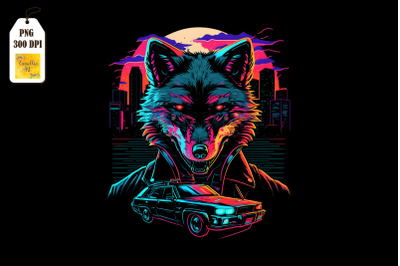 Retro Synthwave Gangster Wolf 17