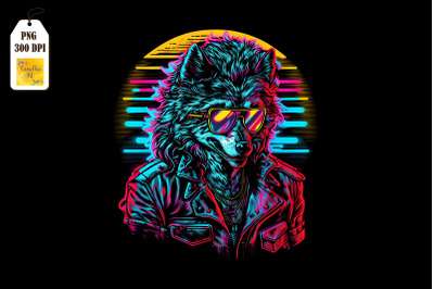 Retro Synthwave Gangster Wolf 18