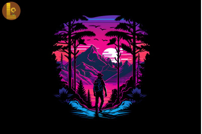 Synthwave Retro Hiking Lover 13