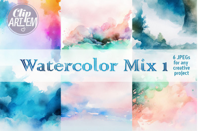 Watercolor Backgrounds 6 JPEG images Mix 1 Wall Art Digital Print