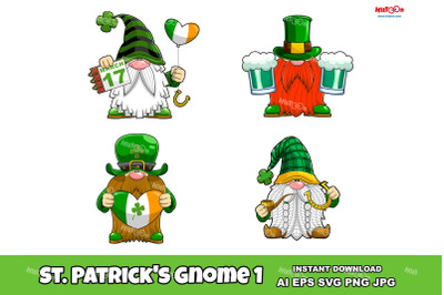 St. Patricks Day Gnome Cartoon Characters 1. Clip Art Vector