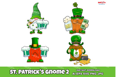 St. Patricks Day Gnome Cartoon Characters 2. Clip Art Vector