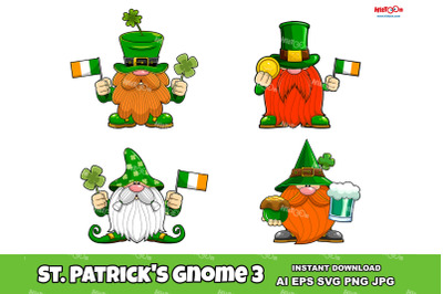 St. Patricks Day Gnome Cartoon Characters 3. Clip Art Vector