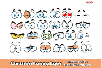 Cartoon Funny Eyes Vector Collection Set