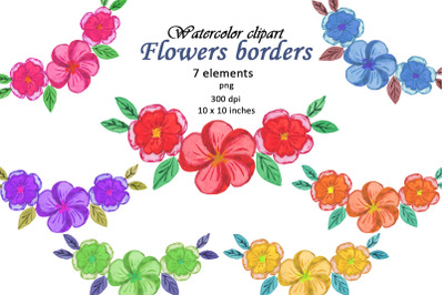 Watercolor Clipart Flowers Borders for wedding invitations