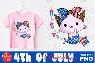 4th of july catmermaid png, 4th of july png sublimation