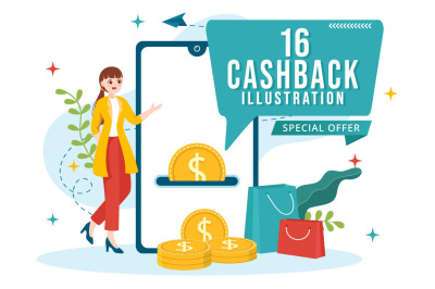 16 Cashback Vector Illustration