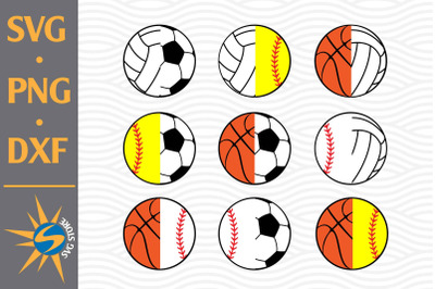 Half Sportball SVG, PNG, DXF Digital Files Include