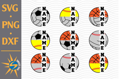 Split Half Sportball SVG, PNG, DXF Digital Files Include