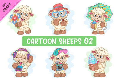 Set of Cartoon Sheeps 02. Clipart.