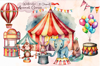 Watercolor Animal Circus Collection