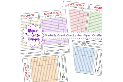 Printable Guest Checks for junk journals