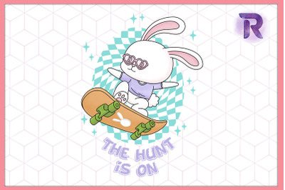 The Hunt is On Easter Bunny Skateboard