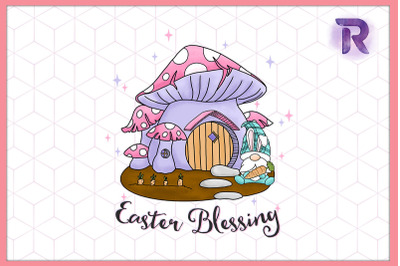 Easter Blessing Mushroom House Gnome