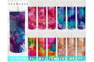 Alcohol Inks Tumbler Wraps Bundle, 20 Oz Skinny Tumbler Alcohol Inks