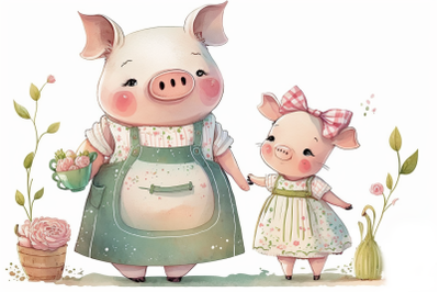 Pig Mother and Daughter Spring Celebrations