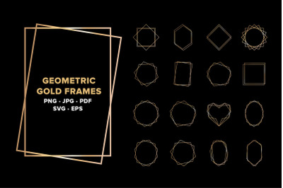Elegant wedding geometric gold frames, golden frames png