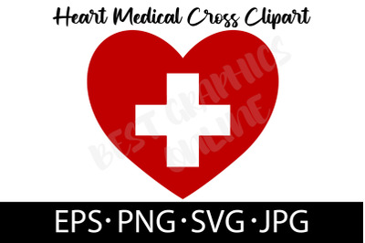 Medical Heart Red Cross Svg Hospital Vector Cut File