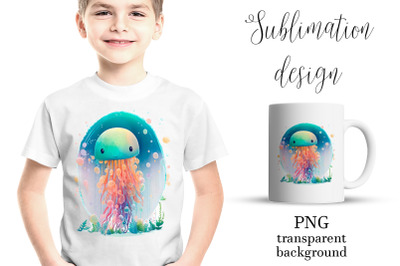 Sea Jellyfish Sublimation PNG Design