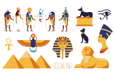 Egypt collection. Ancient Egyptian gods or mythology sacral creatures.