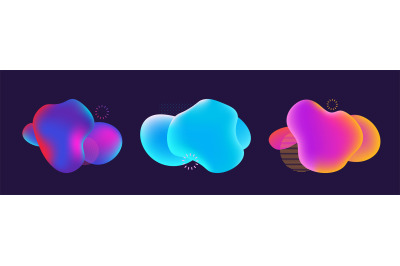 Modern fluid dynamic blobs bubble. Gradient colorful liquid free minim