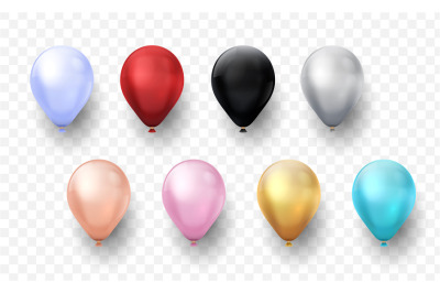 Realistic balloons. 3D inflated round shapes for holiday party. Colorf