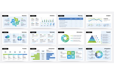 Presentation slide. Business project report visualization, pages with