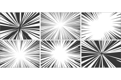 Comic book motion effect. Black and white diverging rays. Pop art half