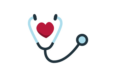 Stethoscope icon with heart shape. Health care and medicine concept. H