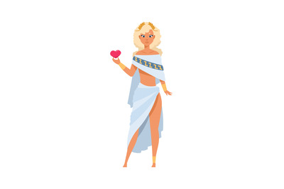 Aphrodite or Venus. Cartoon goddess of love and beauty. Ancient Greek