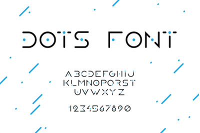 Dots font. Minimal uppercase numbers and letters of English alphabet.