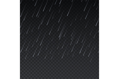 Realistic rain. Rainy texture on transparent background. Downpour effe