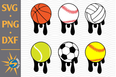 Dripping Sport Balls SVG, PNG, DXF Digital Files Include