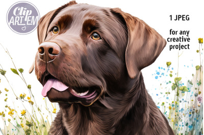 Cute Brown Labrador Portrait for Wall Art Home Decor JPG Image